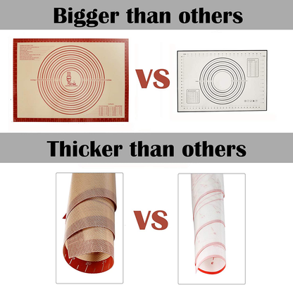 Non-slip Silicone Pastry Mat Extra Large with Measurements 36''By 24'' for Silicone Baking Mat, Counter Mat, Dough Rolling Mat,Oven Liner,Fondant/Pie Crust Mat（Red）