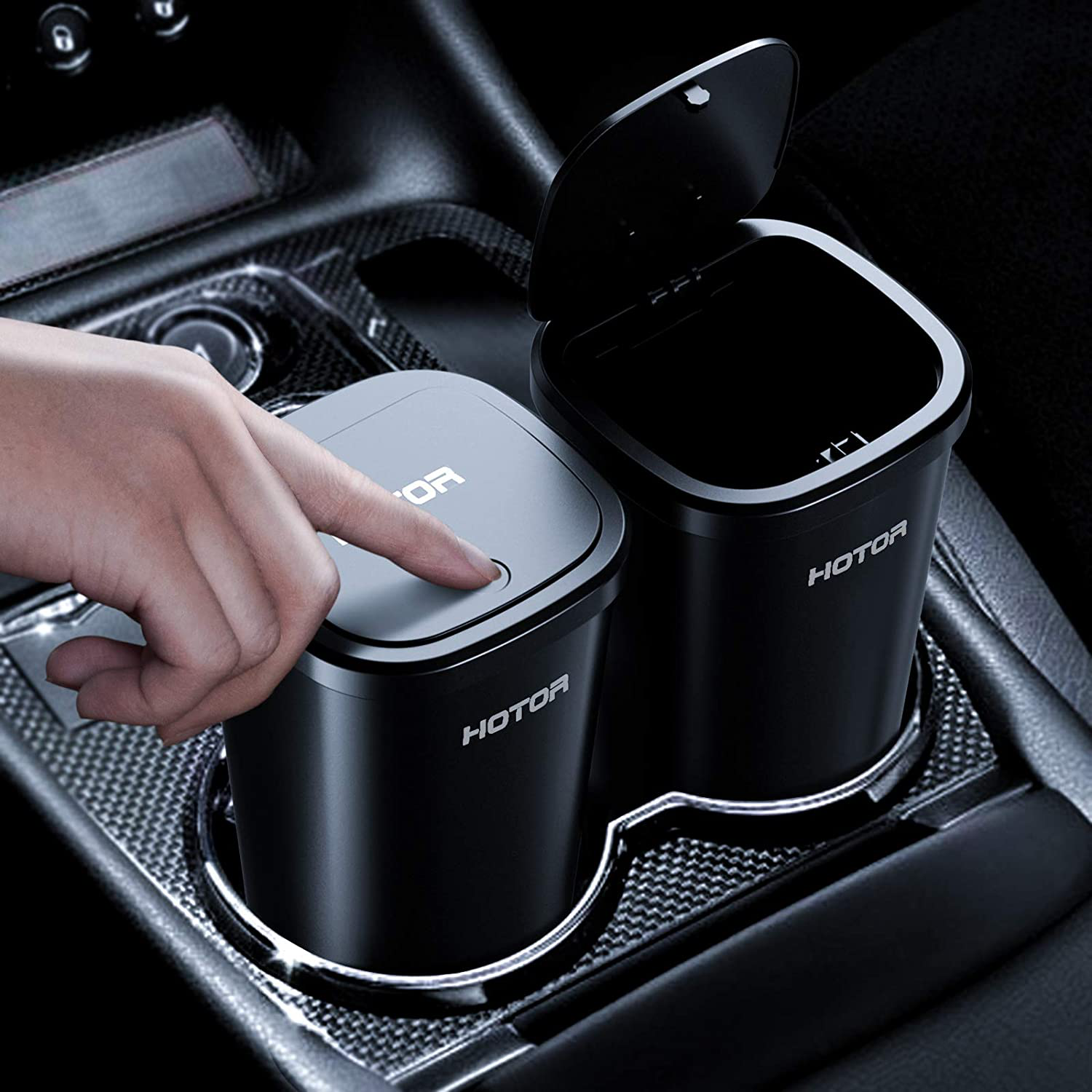 Car Trash Can, HOTOR Car Trash Cup with 30 Additional Car Trash Bags for Exclusive Using, Multipurpose Trash Can for Car, Office & Home to Meet Various Needs - 2 Packs
