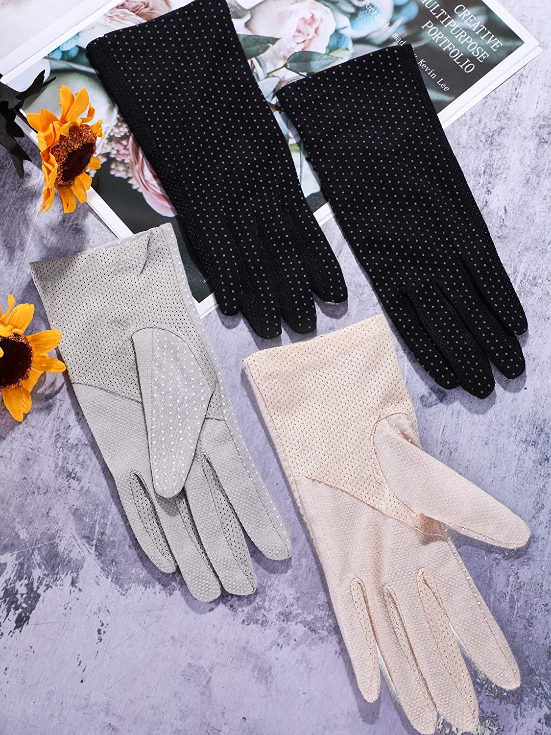 3 Pairs Women Sun Protective Gloves UV Protection
