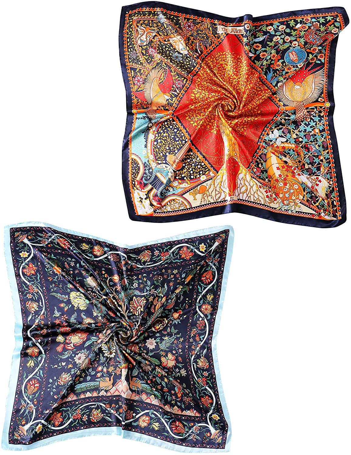 35" Square Silk Like Head Scarf - Women's Fashion Silk Feeling Scarf