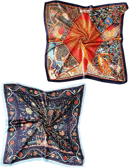 35" Square Silk Like Head Scarf - Women's Fashion Silk Feeling Scarf