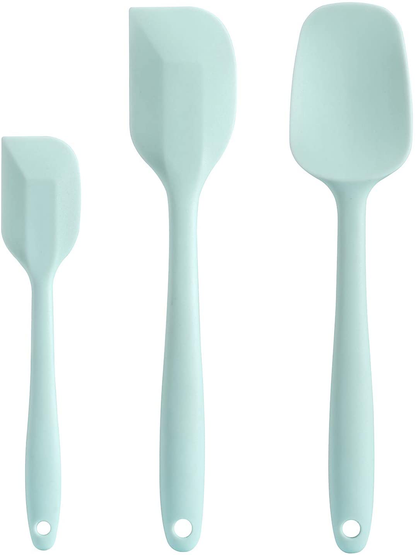 Cooptop Silicone Spatula Set - Rubber Spatula - Heat Resistant Baking Spoon & Spatulas (Aqua Sky)