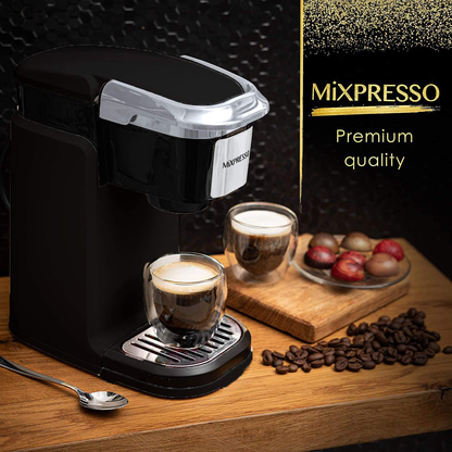 Mixpresso, Single Cup Coffee Maker | Personal Single Serve Coffee Machine, Compatible with KCup | Quick Brew Technology, Programmable Features, One Touch Function (Dark Grey)