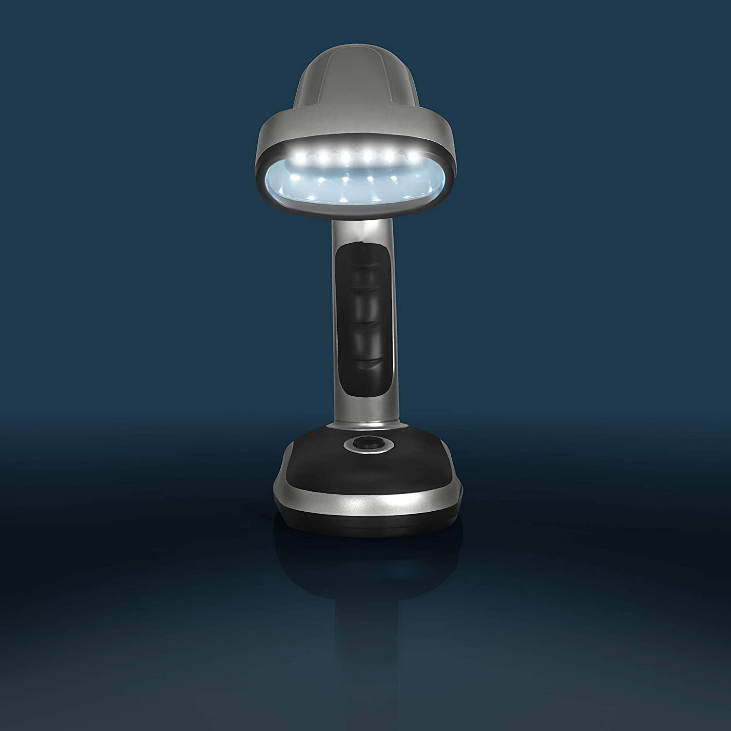 Mitaki-Japan ELDSKLT Lights 12-Bulb Led Desk Lamp, 7-7/8" x 3" x 4-1/4", Silver/Black