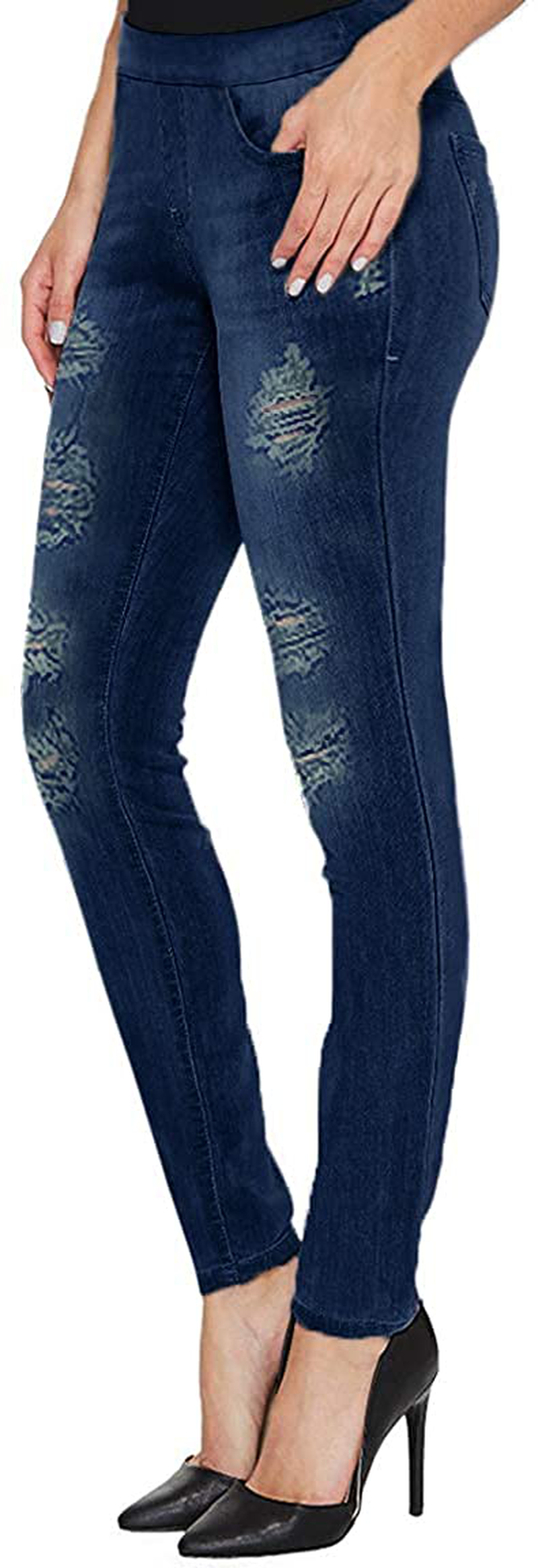 H&C Women Super Stretch Skinny Pull on Pant with Petite Regular and Long Inseam