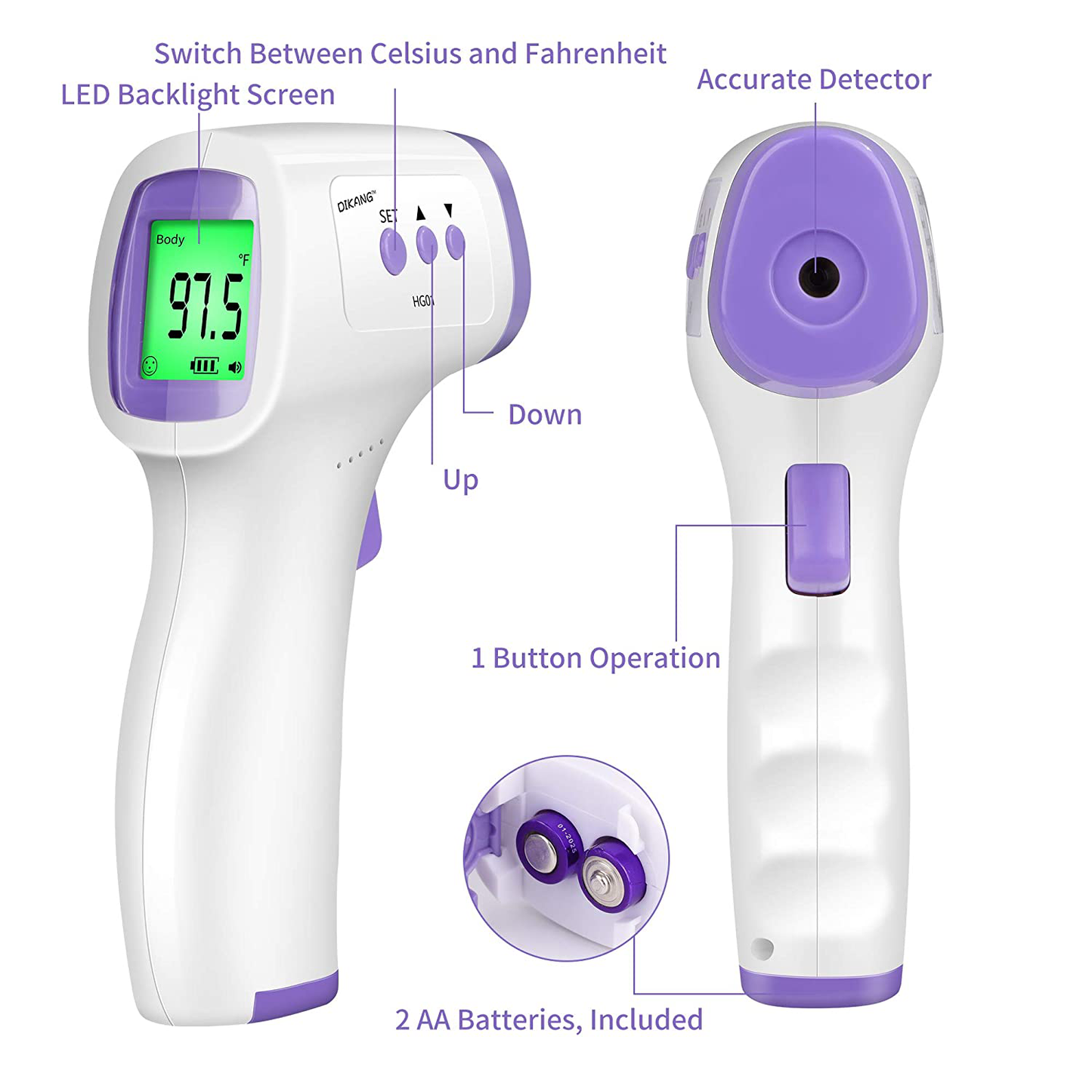 FiGoal Non-Contact IR Digital Infrared Thermometer Ear Forehead Thermometer and Object Function with Fever Alarm and Memory Function Baby and Adult