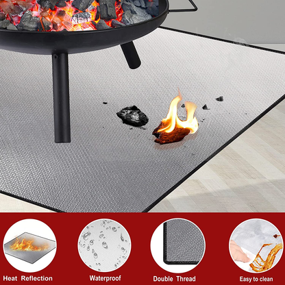 40" Square Fire Pit Mat Grill Mat,DocSafe Fireproof Mat 3 Layers Fire Pit Pad for Deck Patio Grass Outdoor Wood Burning Fire Pit and BBQ Smoker,Easy to Clean,Black & Silver