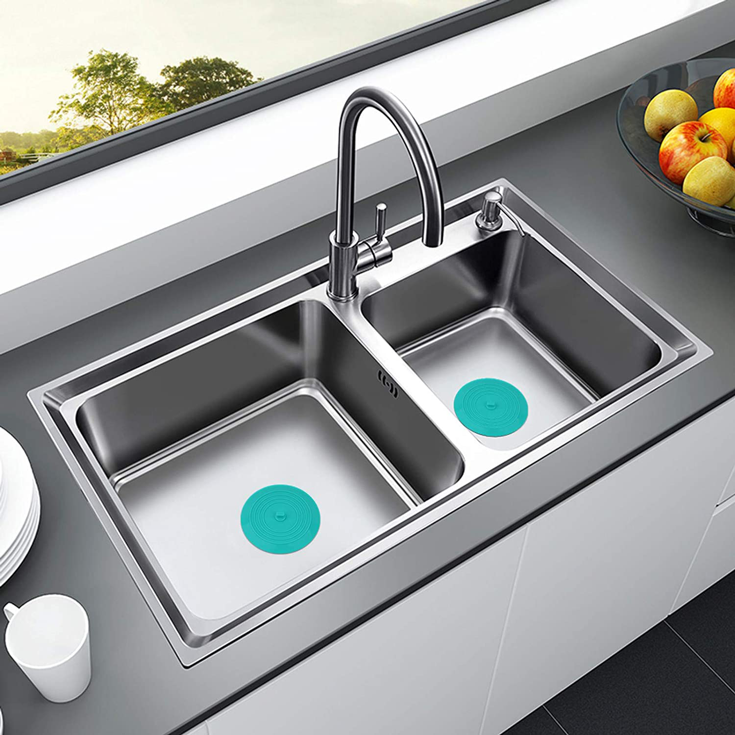 Silicone Bathtub Stopper, 6 Inches Large Drain Stopper, Flat Suction Drain Cover, Tub Stopper Drain Plug for Kitchen, Bathtub and Laundry