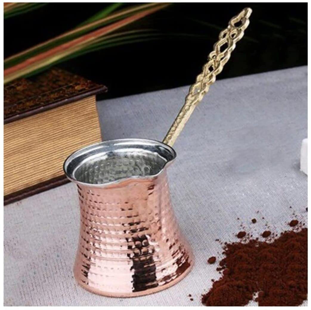 Turkish Coffee Pot, Greek Arabic Coffee Maker, Hammered Copper Coffee Cezve, Small Pot, Stove Top Coffee Maker (5 Pots set)