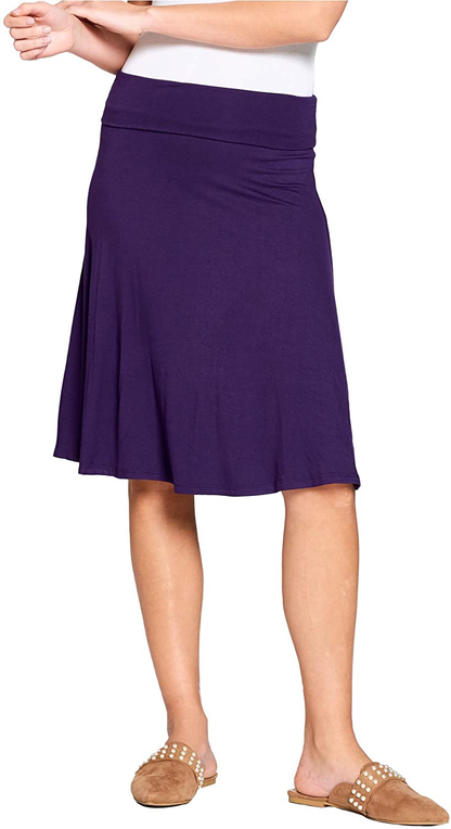 Popana Womens Casual Knee Length A-Line Stretch Midi Skirt Plus Size Made in USA
