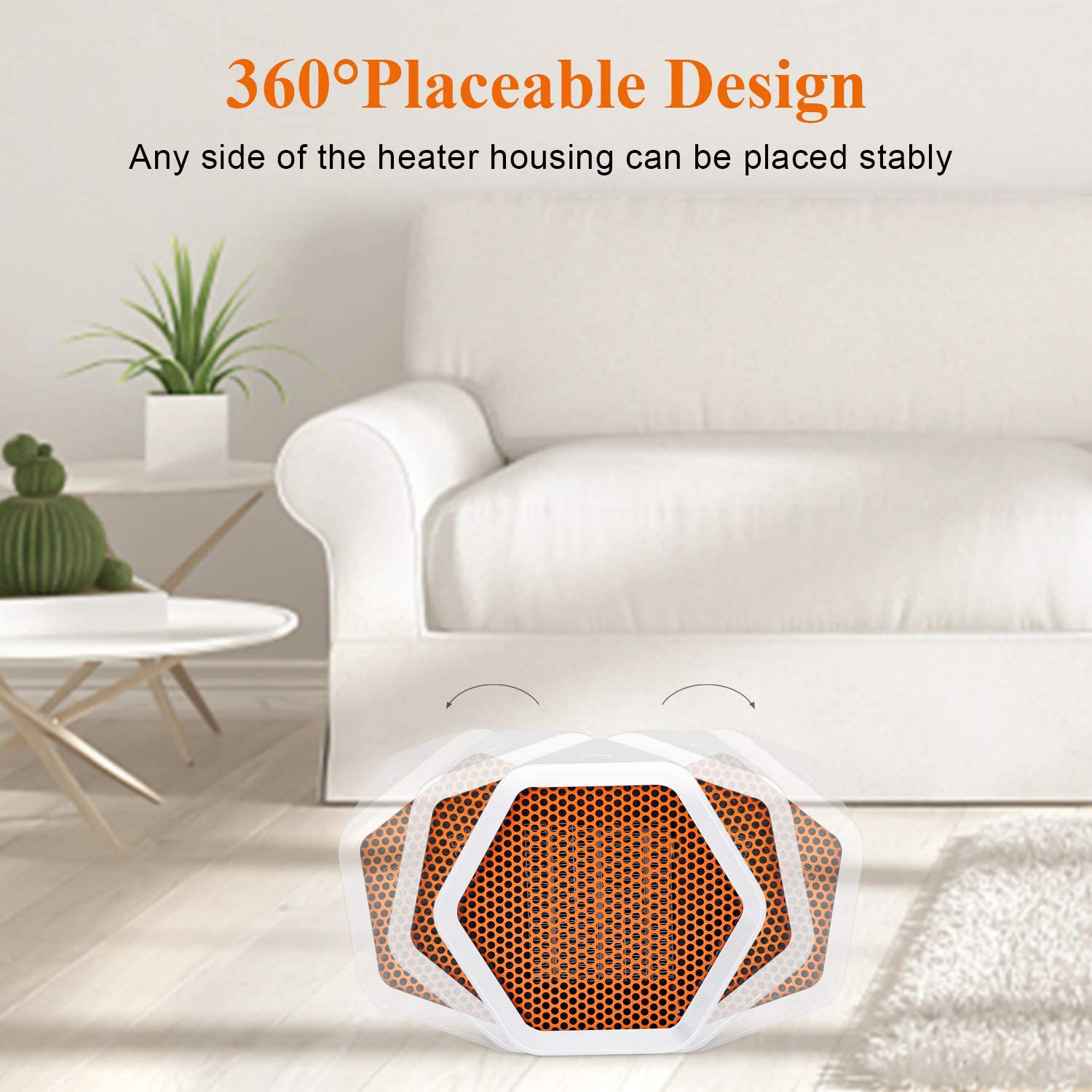 Electric Space Heater,1000W Small Heater Ceramic Space Heater with Overheat Protection,Heat Up in Minutes for Home Office Floor or Desktop