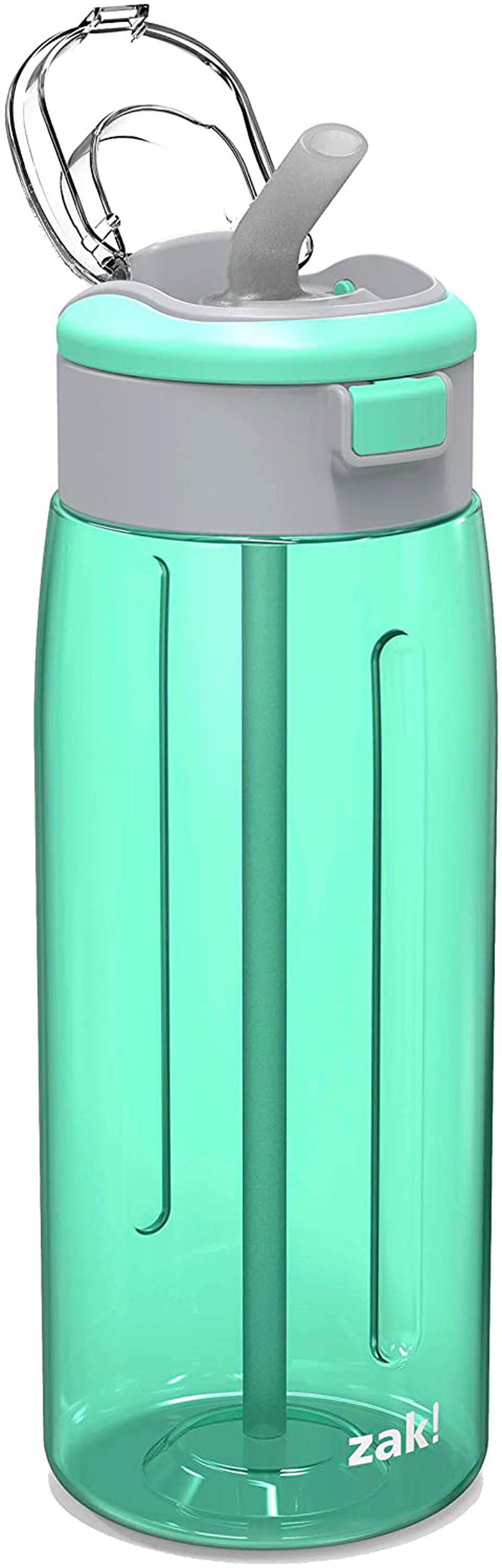 Zak Designs Genesis Durable Plastic Water Bottle with Interchangeable Lid and Built-In Carry Handle, Leak-Proof Design is Perfect for Outdoor Sports (32oz, Indigo)