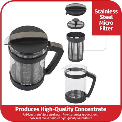 Goodcook Koffe 1.5L Glass Cold Brew Coffee Maker with BPA-Free Plastic Frame