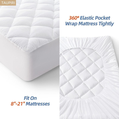 Taupiri King Quilted Mattress Pad Cover with Deep Pocket (8"-21"), Cooling Soft Pillowtop Mattress Cover, Light Gray