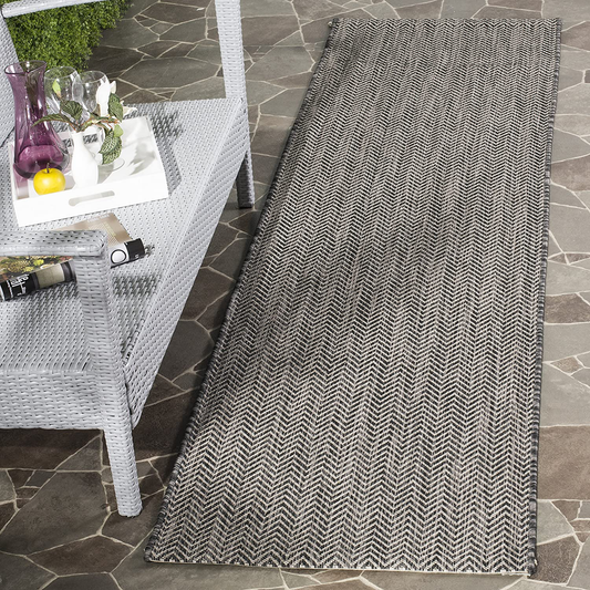 Safavieh Courtyard Collection CY8022 Indoor/ Outdoor Non-Shedding Stain Resistant Patio Backyard Runner, 2'3" x 14' , Black / Beige