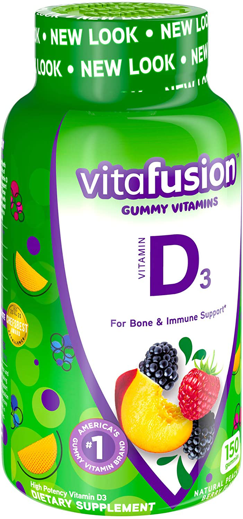 Vitafusion Vitamin D3, 50mg, Peach, Blackberry, Strawberry, 150 Count