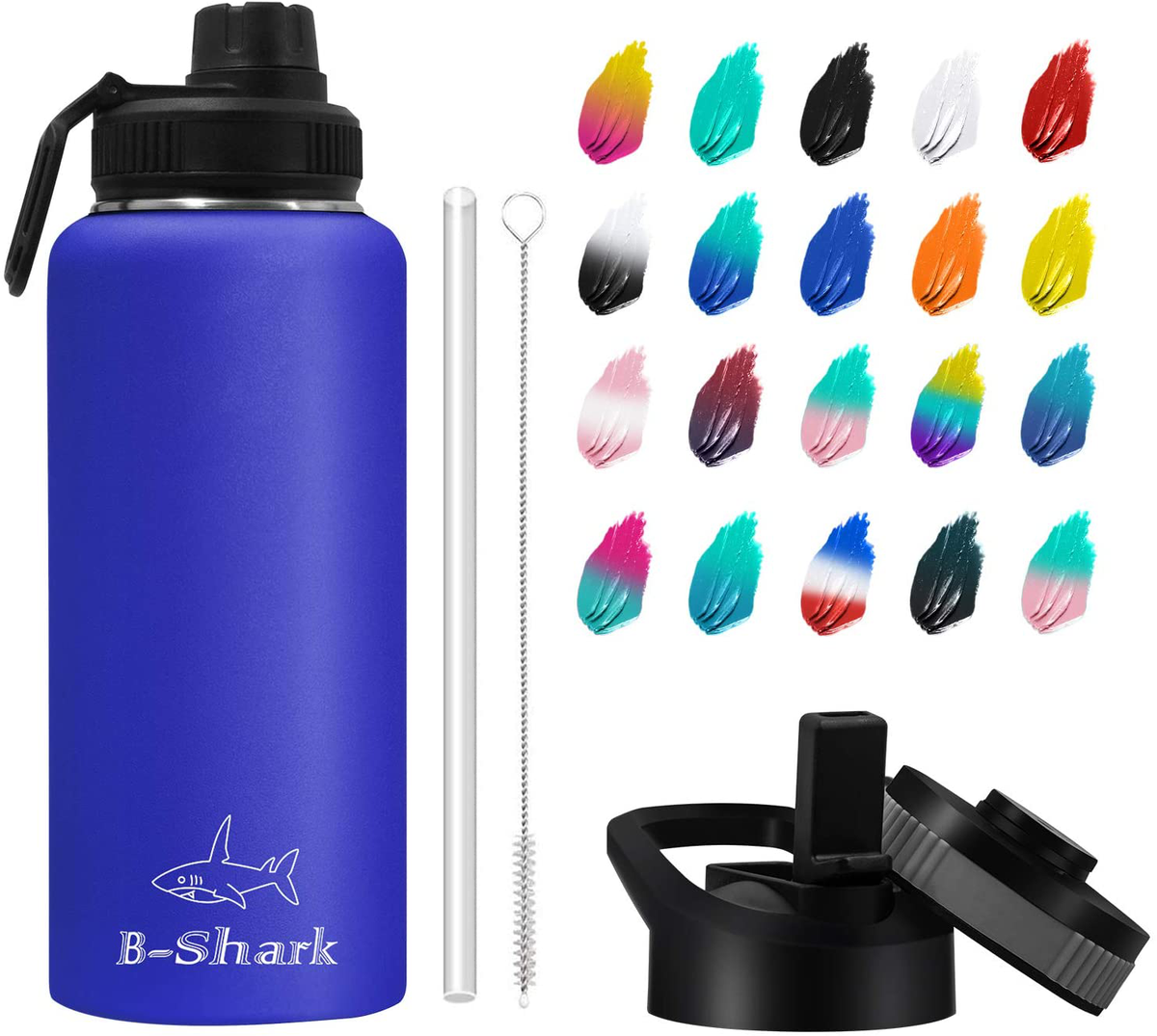 Water Bottle - 24/32/40 oz Water Bottle with Straw, Double Wall Vacuum Stainless Steel Water Bottle with 3 Option Lid Keeps Hot or Cold, Leak Proof Sports Water Bottle for Camping Travel, Office and Outdoor