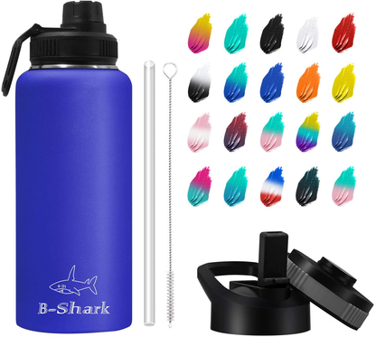 Water Bottle - 24/32/40 oz Water Bottle with Straw, Double Wall Vacuum Stainless Steel Water Bottle with 3 Option Lid Keeps Hot or Cold, Leak Proof Sports Water Bottle for Camping Travel, Office and Outdoor
