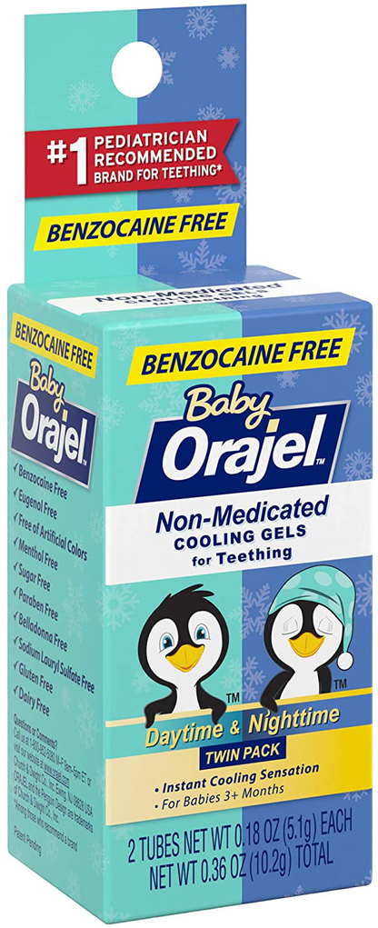 Orajel Baby Daytime and Nighttime Non-Medicated Cooling Gels for Teething, 2 tubes, 0.18 oz each