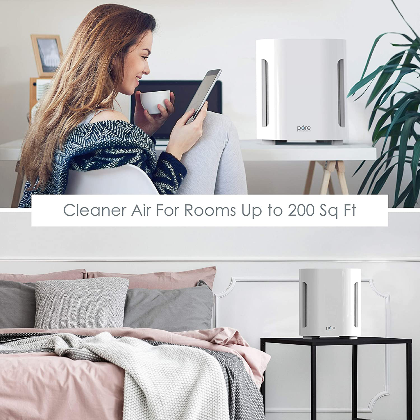 Pure Enrichment PureZone 3-in-1 Air Purifier - True HEPA Filter & UV-C Sanitizer Cleans Air, Helps Alleviate Allergies, Removes Pet Dander, Smoke & More - for Home, Office & Bedroom