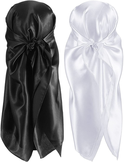 2 Pieces 35 Inch Silk Head Scarf Sleeping Hair Wrapping Night Satin Scarf
