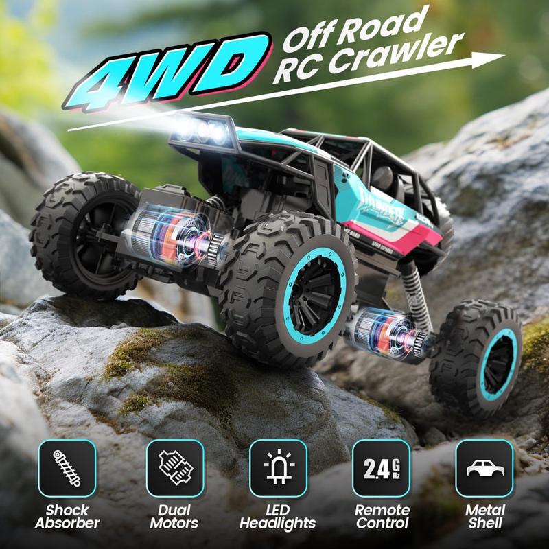 1:12 4WD RC Truck - 2.4Ghz RC Monster Truck with Metal Shell and Light, Remote Control 