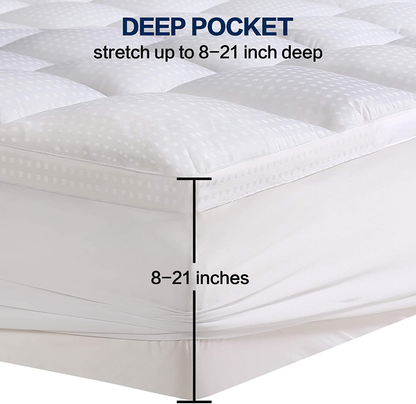 COHOME King Size Mattress Topper Extra Thick Cooling Mattress Pad 400TC Cotton Top Plush Down Alternative Fill Pillow Top Mattress Cover with 8-21 Inch Deep Pocket (78x80 Inches, White-Classic)