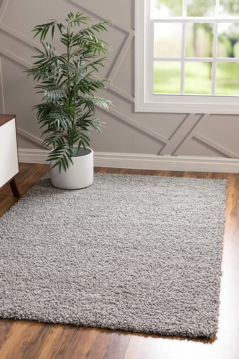 Unique Loom Solo Solid Shag Collection Area Modern Plush Rug Lush & Soft, 4' 0 x 4' 0, Cocoa