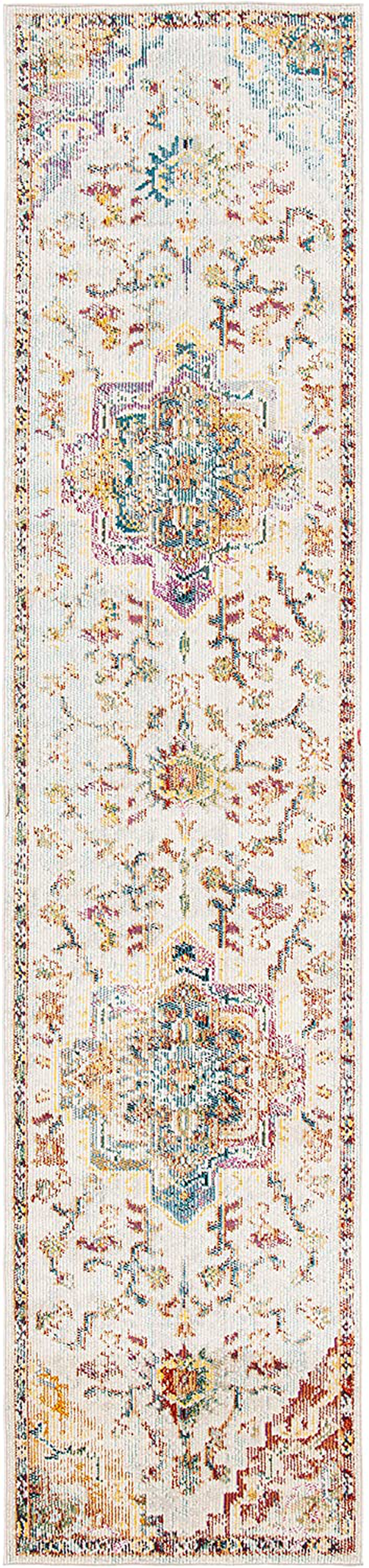 Safavieh Crystal Collection CRS501M Boho Chic Oriental Medallion Distressed Non-Shedding Stain Resistant Living Room Bedroom Runner, 2'2" x 9' , Light Blue / Grey