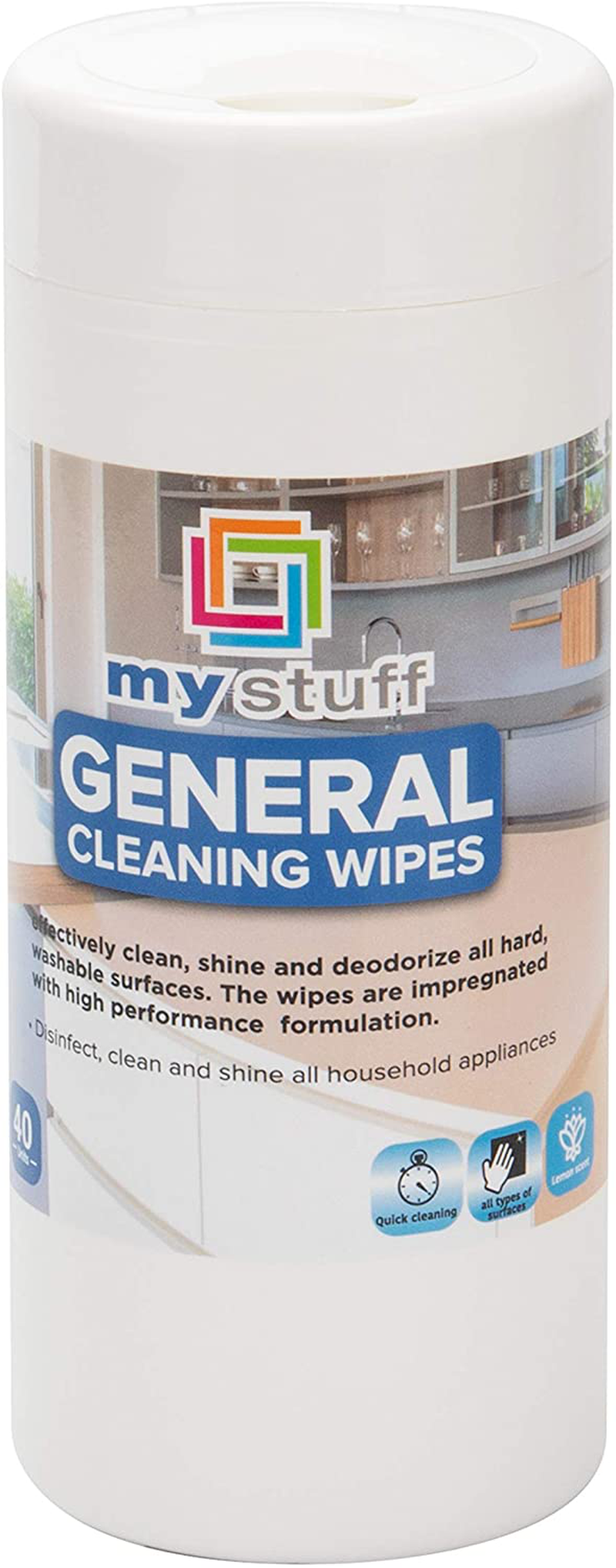 My Stuff All-Purpose Interior Wipes, Cleansing Cloths for Home, Office Surfaces, Dusting Sheets, Fresh Lemon Scent, 40-ct.