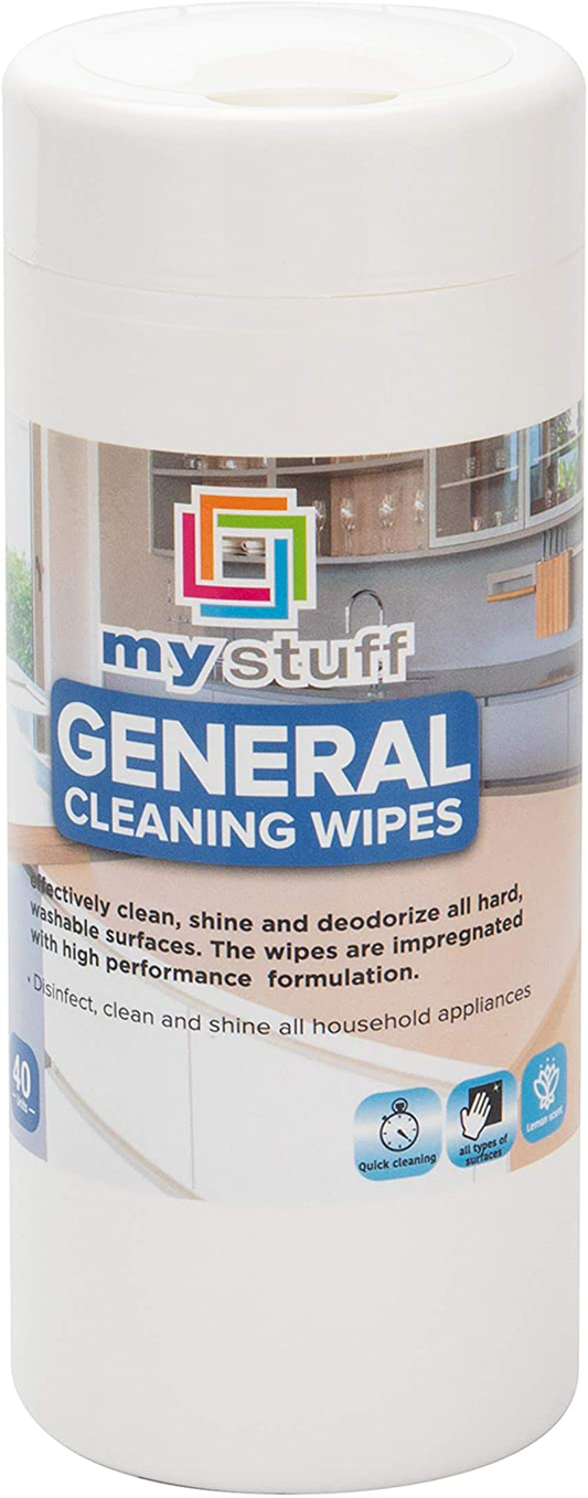 My Stuff All-Purpose Interior Wipes, Cleansing Cloths for Home, Office Surfaces, Dusting Sheets, Fresh Lemon Scent, 40-ct.
