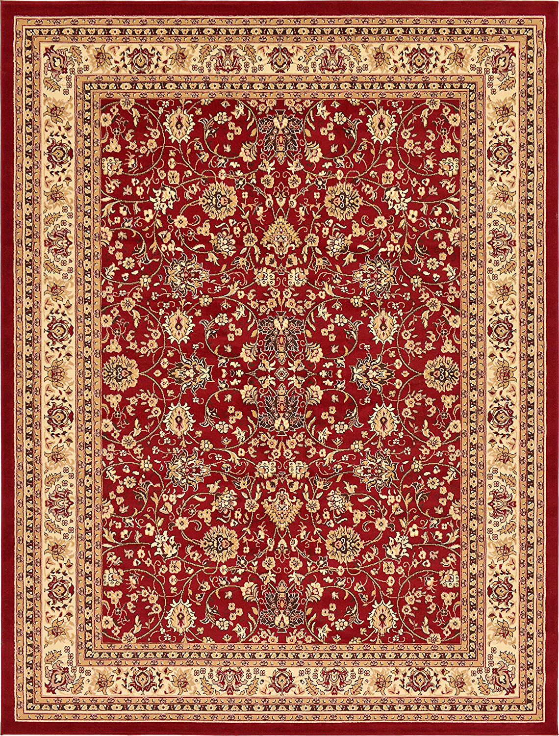 Unique Loom Kashan Traditional Floral Area Rug, 4 x 6 Feet, Terracotta/Ivory