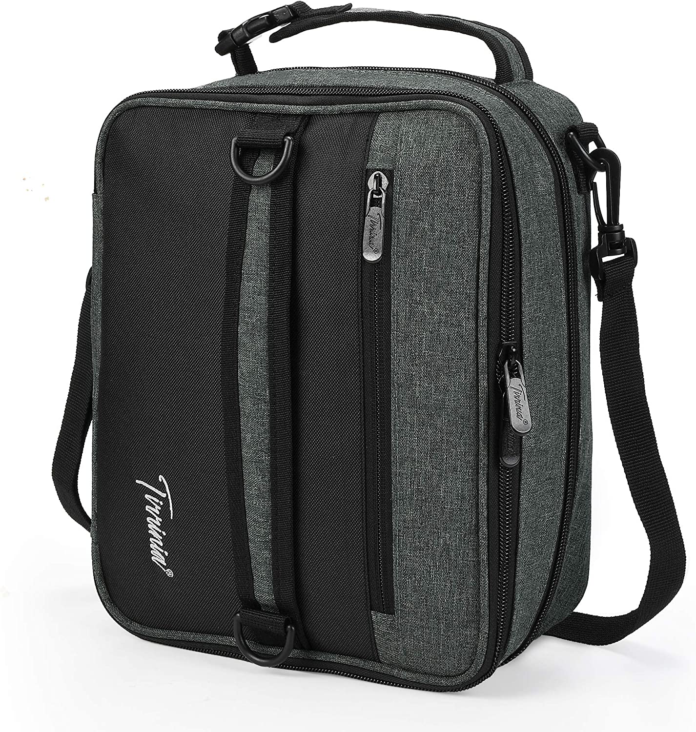 Expandable Insulated Lunch Bag, Leakproof Flat Lunch Cooler Tote with Shoulder Strap for Men and Women, Suitable for Work & Office by Tirrinia, Grey