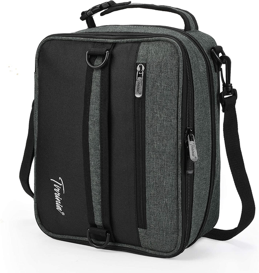 Expandable Insulated Lunch Bag, Leakproof Flat Lunch Cooler Tote with Shoulder Strap for Men and Women, Suitable for Work & Office by Tirrinia, Grey