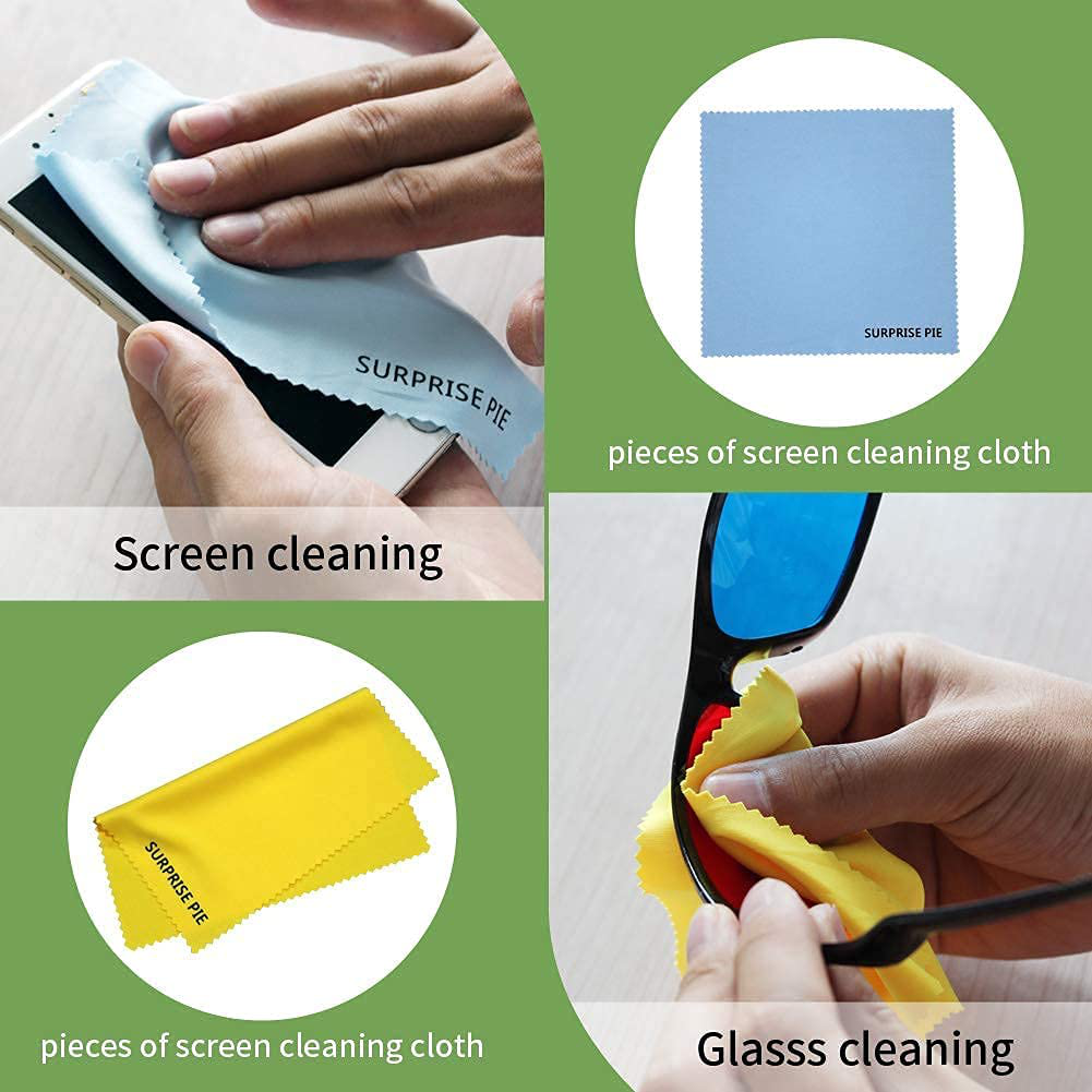 Microfiber Cleaning Cloths 400 GSM Thick Soft Lint Free 12"x12" 6 Pack Green Blue and Orange Reusable Kitchen Towels Dust Cloth Rags