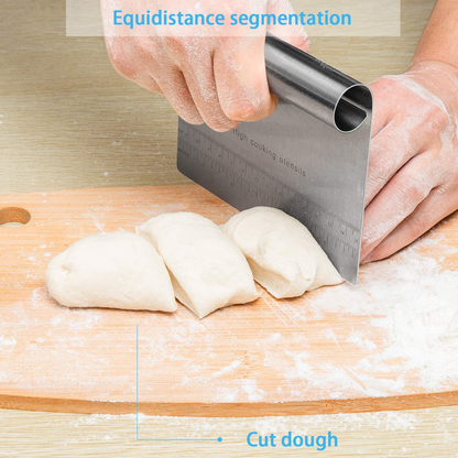 Pro Dough Pastry Scraper/Cutter/Chopper Stainless Steel Mirror Polished with Measuring Scale Multipurpose- Cake, Pizza Cutter - Pastry Bread Separator Scale Knife (1)