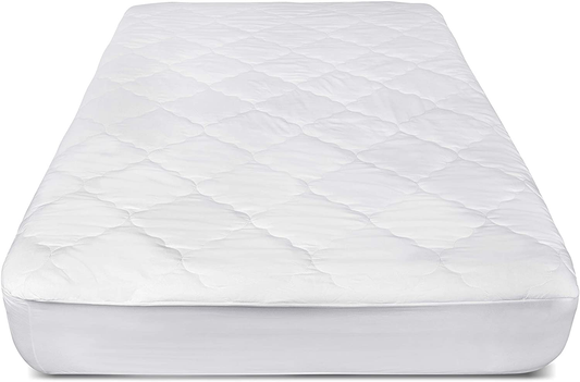 Micropuff Twin Mattress Pad Cover Fitted, Down Alternative Fiber Fill, Quilted Bed Protector - Ideal for Daybed Mattresses (Twin Size 39x75) Deep Pocket Stretches up to 15"
