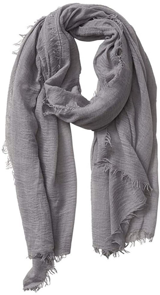 XRDSS Summer Cotton Blend Crinkle Vintage Soft Scarf with Fringed Edges 35" × 70"