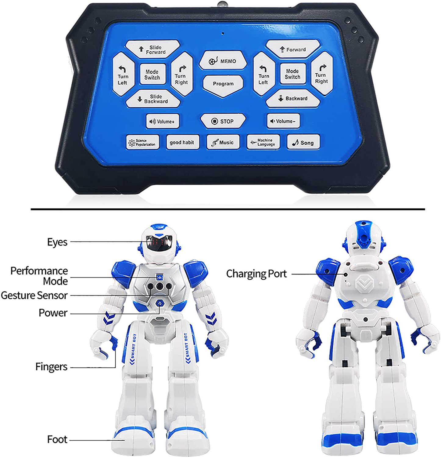 Remote Control Robot For Kids ,Sikaye Intelligent Programmable Robot With Infrared Controller Toys,Dancing,Singing, Moonwalking and LED Eyes,Gesture Sensing Robot Kit For Childrens Entertainment (Red)
