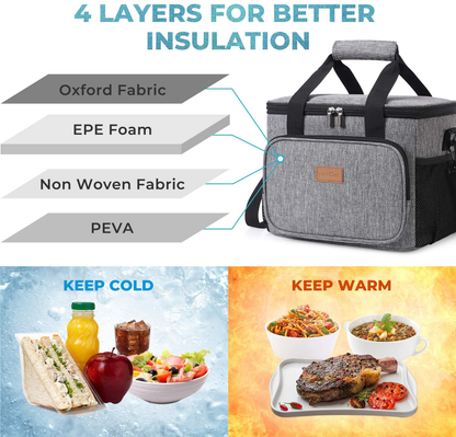 Lifewit Collapsible Cooler Bag Insulated 24L ( 40-Can ), Large Leakproof Soft Sided Portable Cooler Bag for Outdoor Travel Beach Picnic Camping BBQ Party, Grey