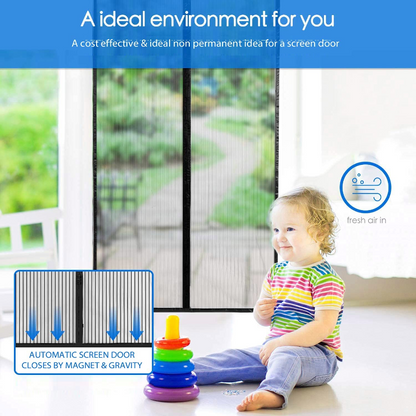 Magnetic Screen Door Retractable Mesh for Standard American 80" x 36" to 82" x 38" Size Doors Pet Net Patio Hands Free Magic Automatic Self Sealing Closing Closure