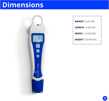 Bluelab PENPH pH Pen, Digital Meter Kit for Water Test with Easy Two Point Calibration and Double Junction Probe for Hydroponic System and Indoor Plant Grow, White