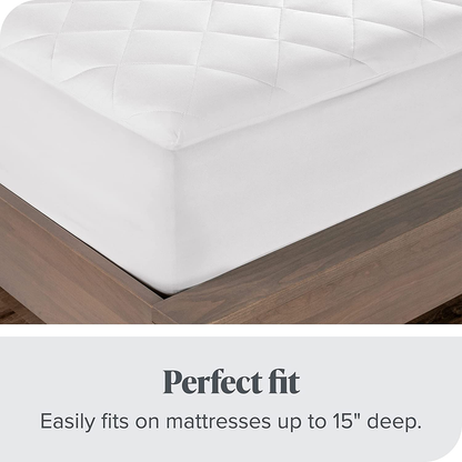 Bare Home Quilted Fitted Mattress Pad (Cal King) - Cooling Mattress Topper - Easily Washable - Elastic Fitted Mattress Cover - Stretch-to-Fit up to 15 Inches Deep (California King)