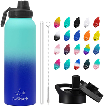 Water Bottle - 24/32/40 oz Water Bottle with Straw, Double Wall Vacuum Stainless Steel Water Bottle with 3 Option Lid Keeps Hot or Cold, Leak Proof Sports Water Bottle for Camping Travel, Office and Outdoor