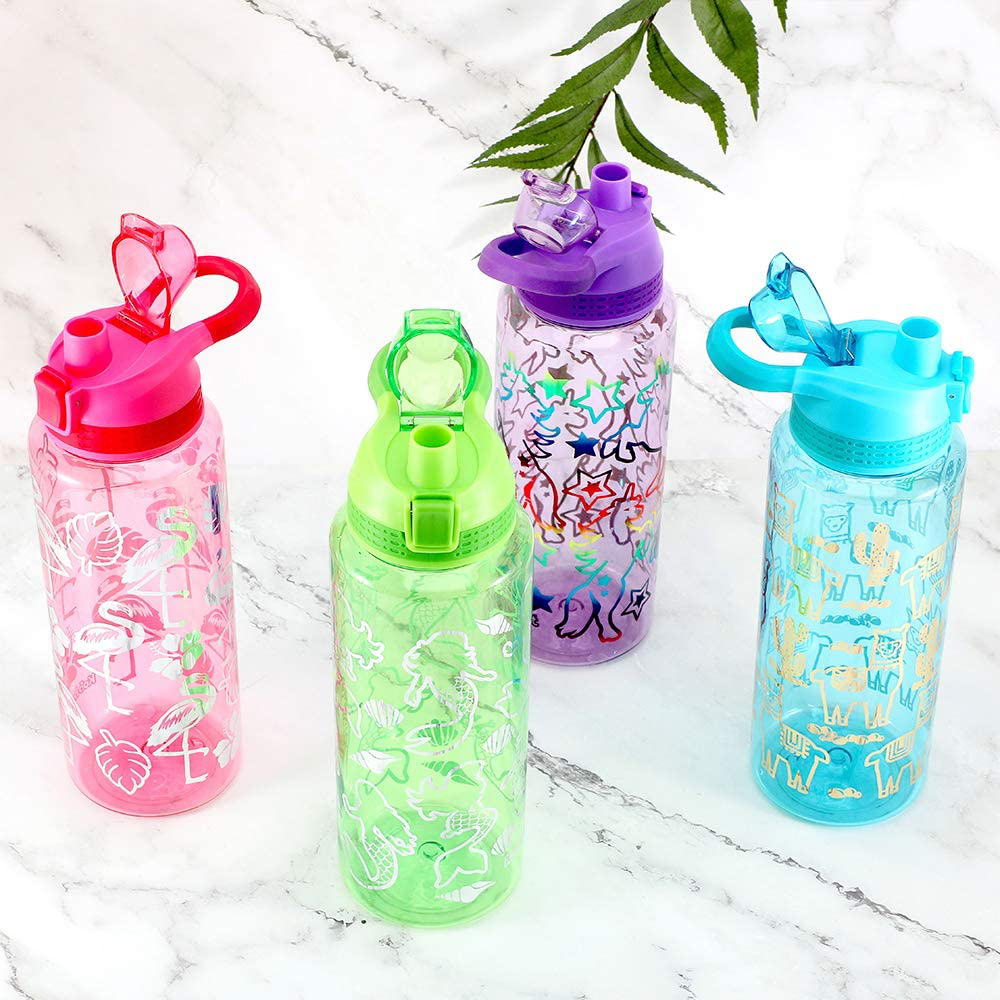 Glitter Water Bottle for Women Teen Girls, BPA FREE Tritan & Leak Proof One Click Open Flip Top & Easy Clean & Soft Carry Handle