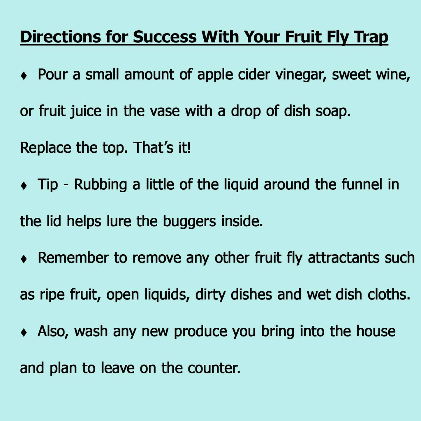 Elevated Lifestyle Fruit Fly Jar Trap for Kitchens - Decorative, Effective, Kid and Pet Friendly (Marbled Turquoise)