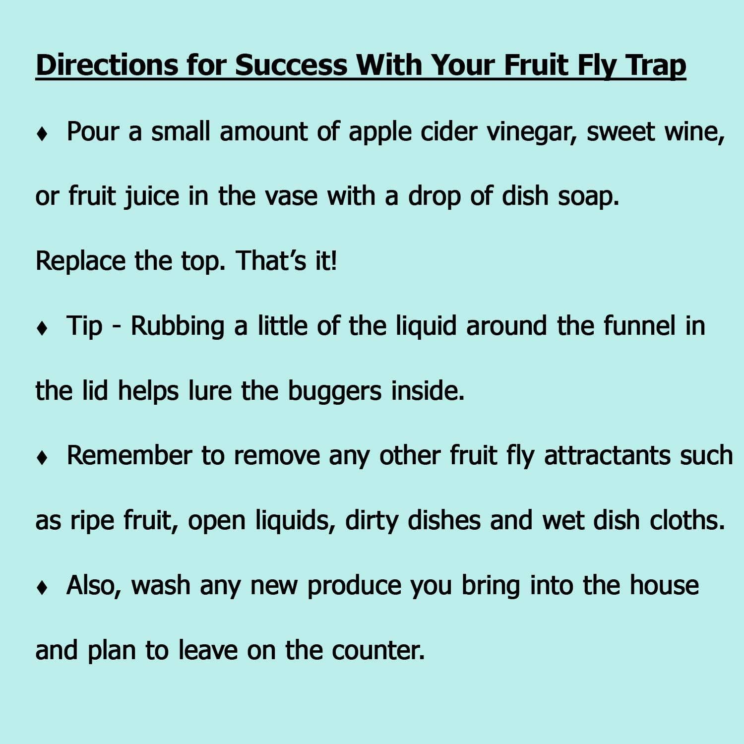 Elevated Lifestyle Fruit Fly Jar Trap for Kitchens - Decorative, Effective, Kid and Pet Friendly (Marbled Turquoise)