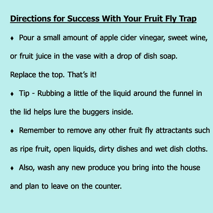 Elevated Lifestyle Fruit Fly Jar Trap for Kitchens - Decorative, Effective, Kid and Pet Friendly (Marbled Turquoise)