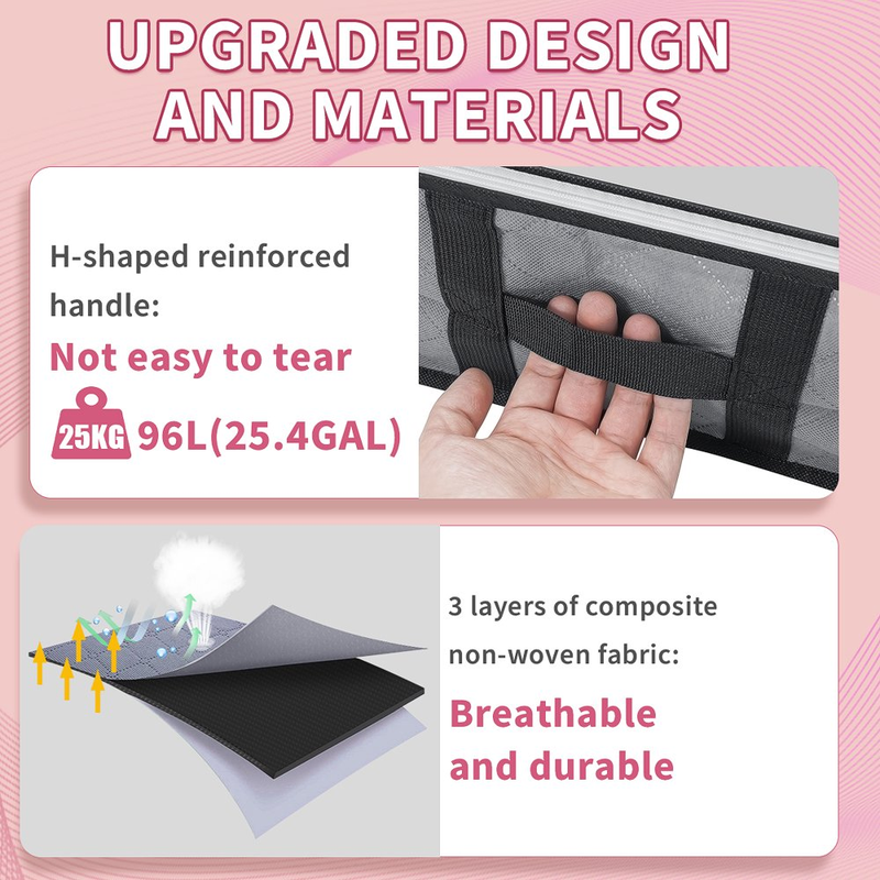 2 Pack 97L Under Bed Storage Bags with Reinforced Handles