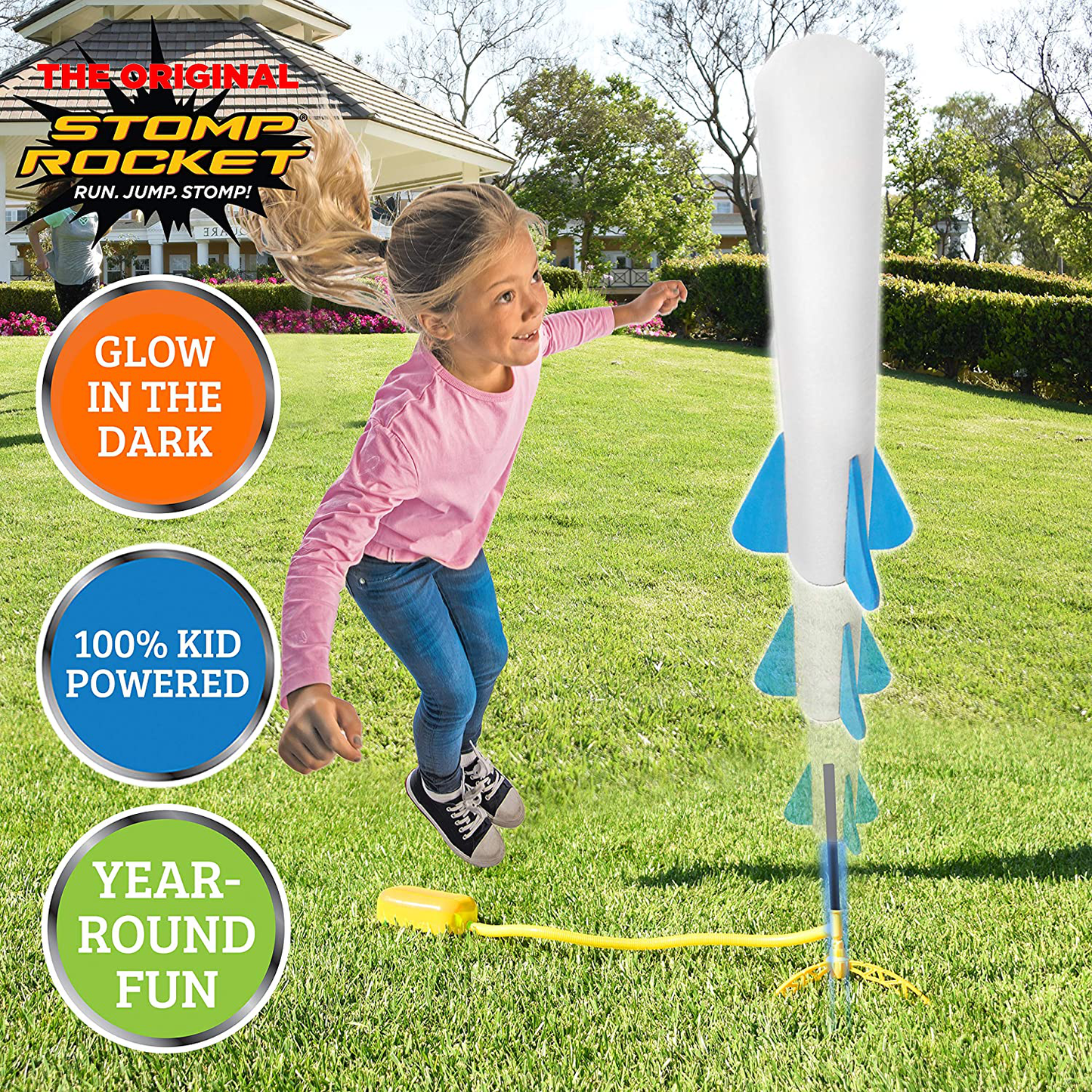 Stomp Rocket The Original Jr. Glow Rocket Refill Pack, 3 Rockets - Glows in The Dark, Outdoor Rocket Toy Gift for Boys and Girls- Ages 3 Years and Up